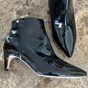 🆕 Nordstrom Signature Patent Leather Kitten Heel Pointed Toe Bootie 36.5 Black